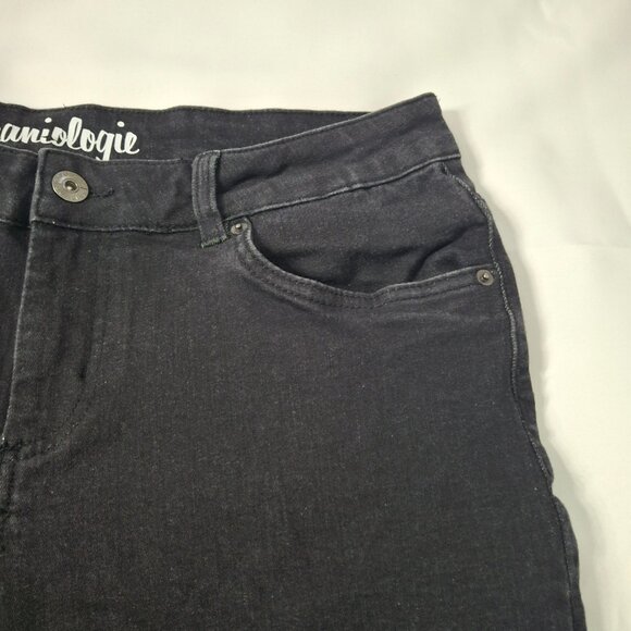 Jeaniologie Womens Bootcut Mid Rise Jeans Size 12 Black Wash Vintage - Picture 10 of 13